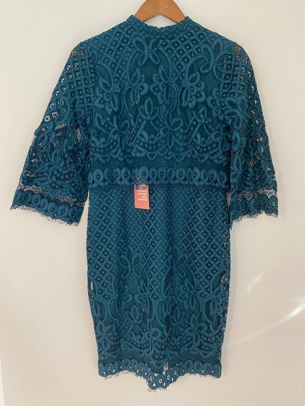 NWT Ivy City Co Lacey Dress Emerald Modest Church Green Tiered Large Fitted